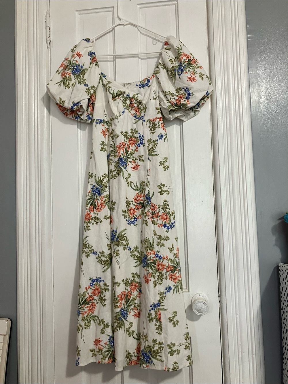 NWT Avec Les Filles Floral linen blend Puff Sleeve Dress Anthropologie 4